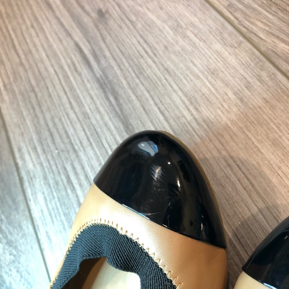 J.Crew Tan & Black Patent Cap Toe Ballet Flats - Picture 5 of 16